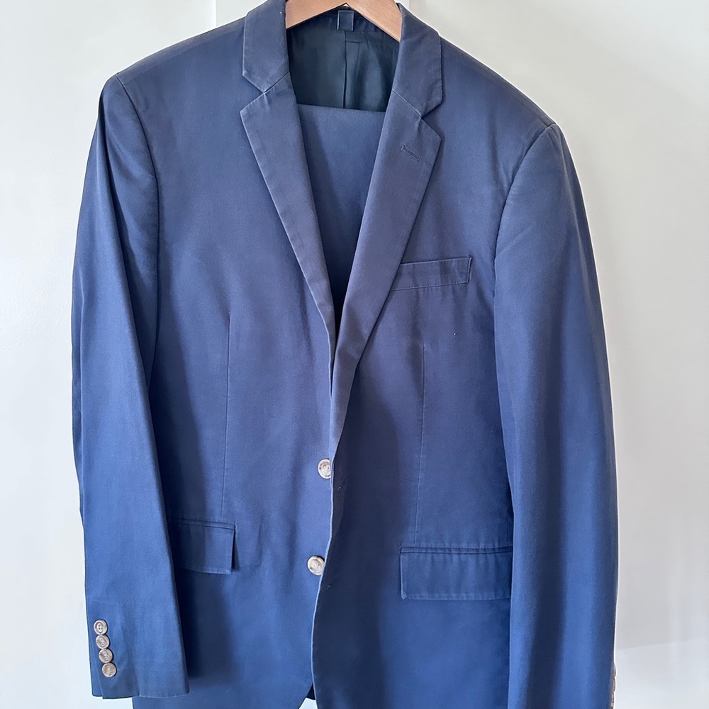 J. Crew Factory 100% Cotton Navy Suit